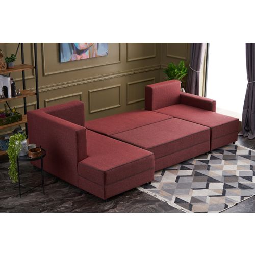 Atelier Del Sofa Kutna garnitura na razvlačenje, Bordo crvena, Ece Panoramik - Claret Red slika 4