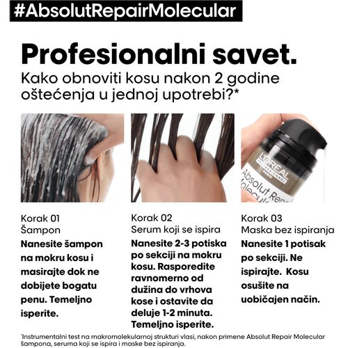 L’Oréal Professionnel Absolut Repair Molecular Maska Bez Ispiranja 100ml slika 5