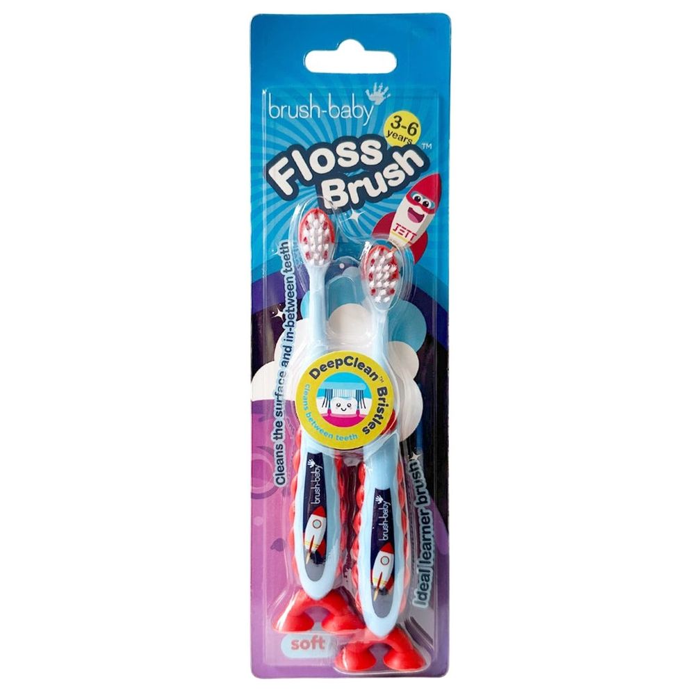Brush-Baby Dječija četkica za zube FlossBrush 3-6 godina - Rocket, 2kom slika 2