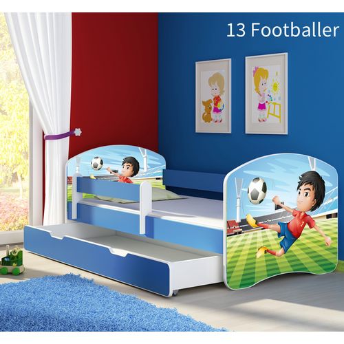 Dječji krevet ACMA s motivom, bočna plava + ladica 180x80 cm 13-footballer slika 1