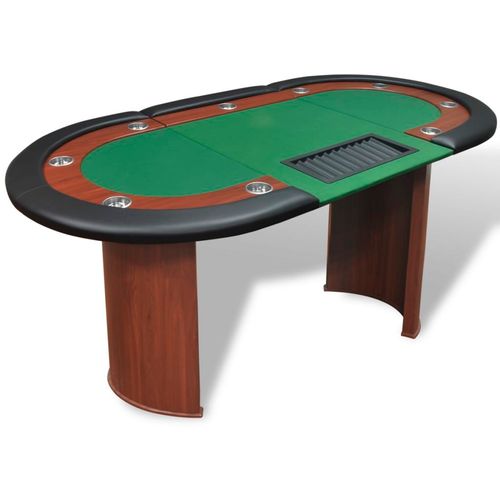Stol za Poker za 10 Igrača s Prostorom za Djelitelja i Držačem Žetona Zeleni slika 34