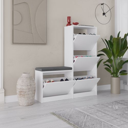 Dude - White White Shoe Cabinet slika 2