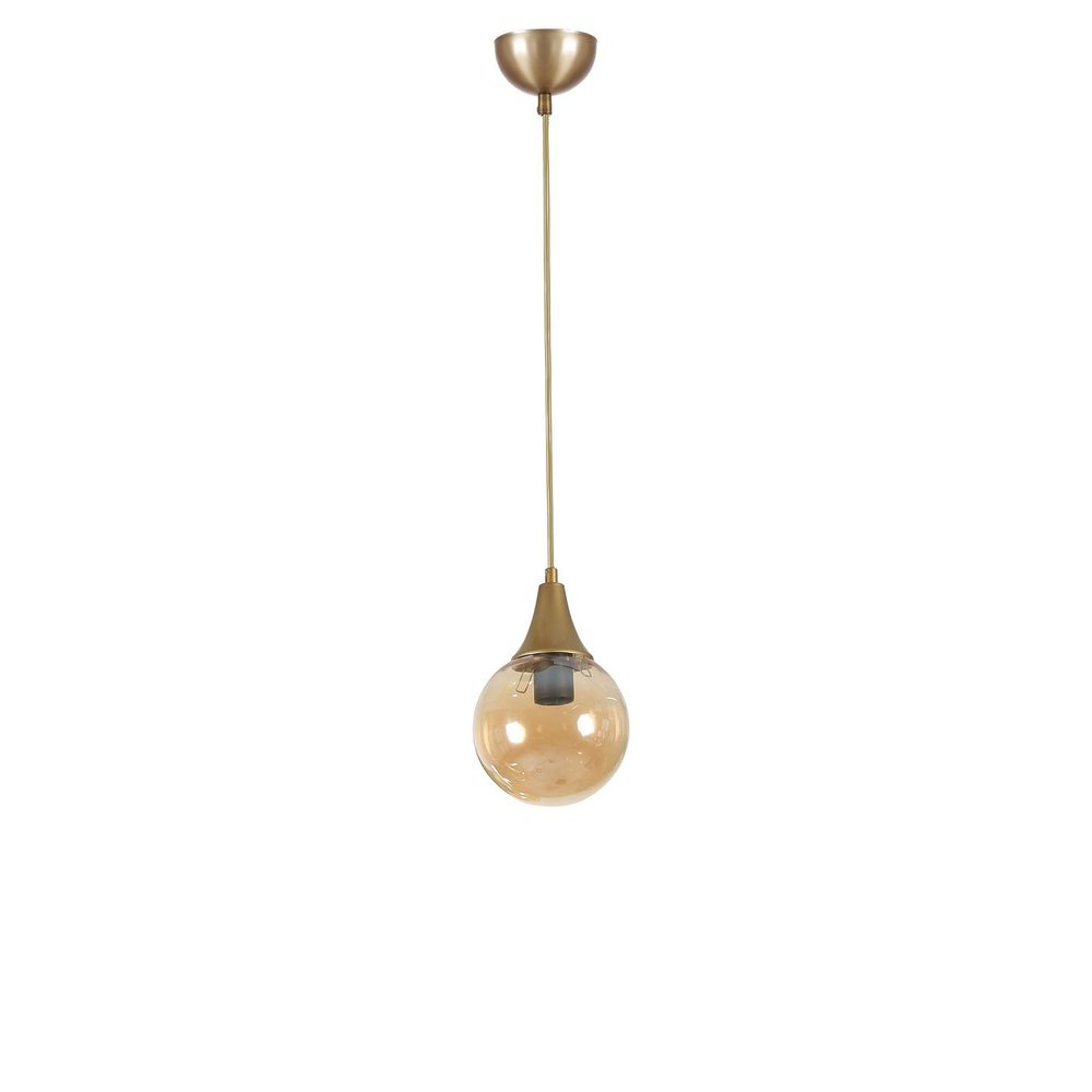 Afra Tekli Eskitme Bal Camlı Sarkıt Amber Gold Luster slika 3