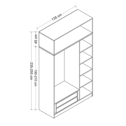 Woody Fashion Garderoba, Minar 3 Kapak 2 Çekmece 235 - Anthracite, Dore slika 8