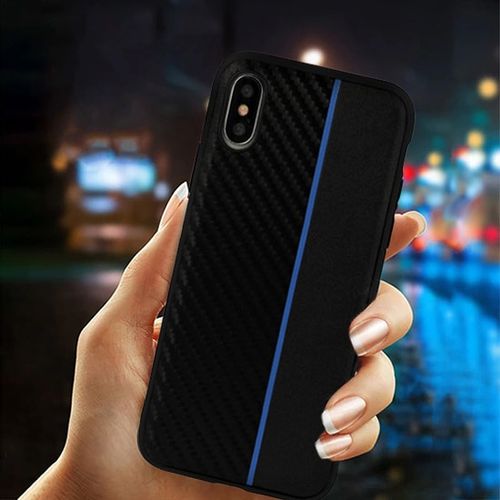 MOTO CARBON MASKICA ZA SAMSUNG GALAXY A6 2018 CRNA S PLAVOM TRAKOM slika 3