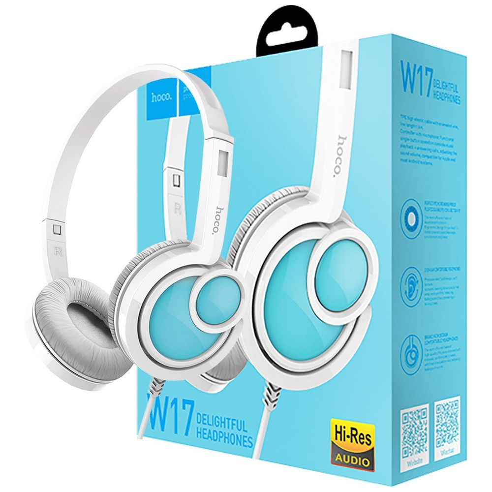 hoco. Slušalice sa mikrofonom, 3.5 mm,dužina kabela 1.5 met,bijela - W17 Delightful Headphones MIC WH slika 1