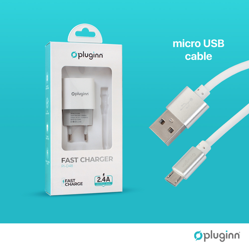 Kućni punjač Pluginn PI-D48, 5V, 2.4A, 12W sa micro USB kablom beli slika 3