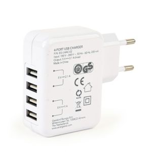 Gembird EG-U4AC-02 ENERGENIE 4-port Universal USB Charger, 3.1 A, White