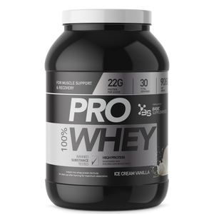 100% PRO WHEY 908GR BASIC SUPPLEMENTS -  Ice Cream Vanilla