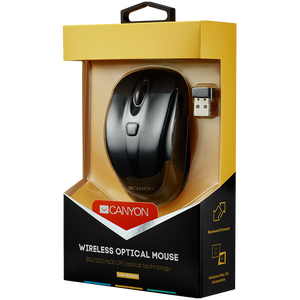 CANYON MSO -W6 2.4GHz wireless optical mouse with 6 buttons, DPI 800/1200/1600, Black, 92*55*35mm, 0.054kg