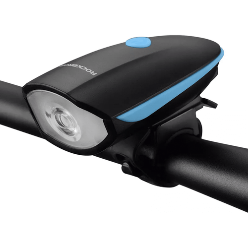 Rockbros - Prednje LED svjetlo T6 (7588-BL) - Vodootporno s električnom sirenom- Punjiva baterija 1200mAh- 250lm - Plava slika 1