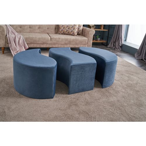 Atelier Del Sofa Tabure, Plava, Alya Puf - Blue slika 2