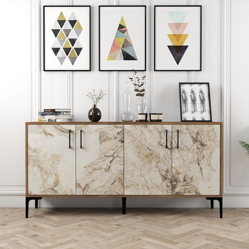 Woody Fashion Komoda, Kiev 160 - Walnut, White Marble slika 1