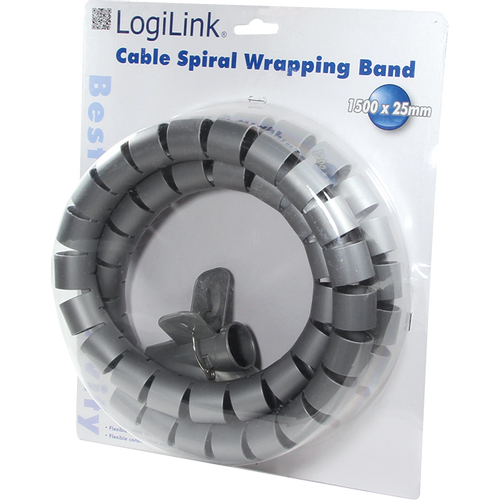 LogiLink spiralni držač za kablove 1.5m x 28mm srebrni slika 1