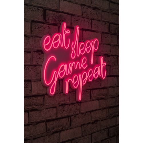 Wallity Ukrasna plastična LED rasvjeta, eat sleep game repeat - pink slika 1