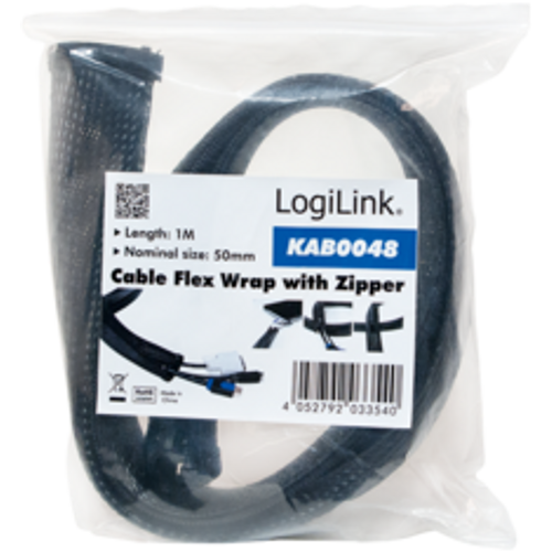 LogiLink fleksibilna zaštita za kablove sa rajfešlusom 2m x 50mm crna slika 1