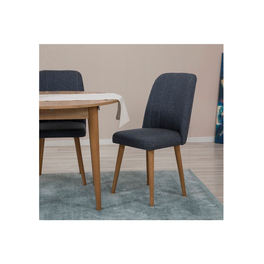 Set proširivog trpezarijskog stola i stolica Vina 1048 - Atlantski bor, Mornarsko plava slika 2