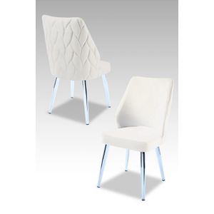 Pufi - Cream, Chrome Set Stolica (2 Komada)