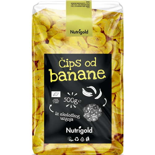 Nutrigold Čips od banane - Organski 500g  slika 1