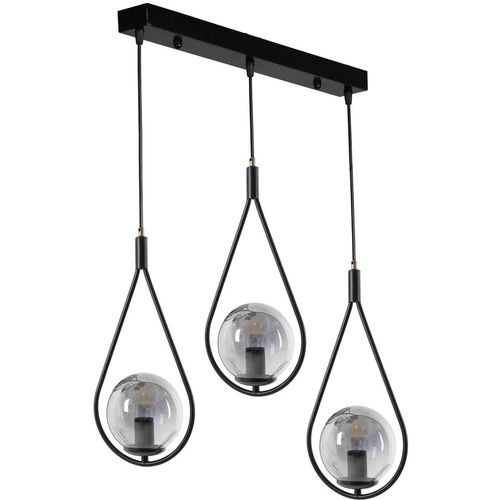 Damla 3 Lü Sıralı Füme Camlı Siyah Sarkıt Black Chandelier slika 2