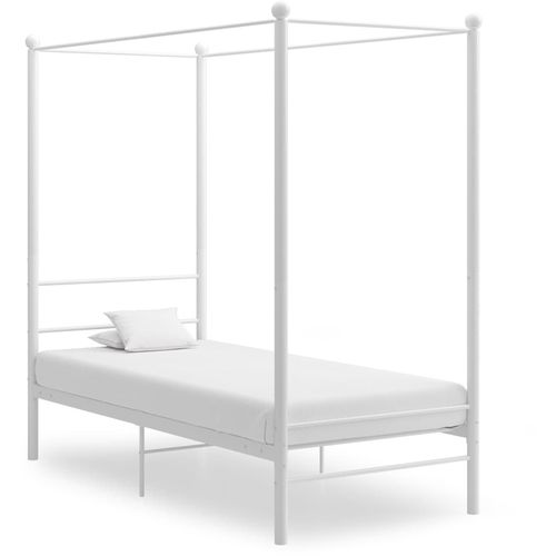 Okvir za krevet s nadstrešnicom bijeli metalni 90 x 200 cm slika 1