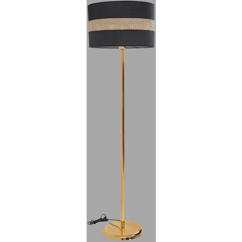 Mercan Gold Lambader Silindir 02 Ratan Abajurlu Gold Floor Lamp slika 2