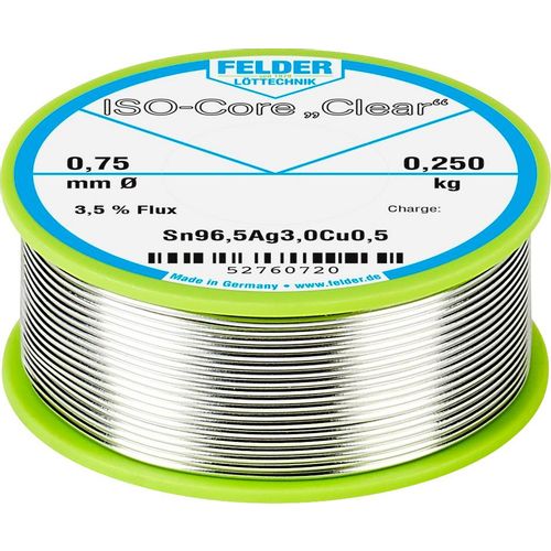Felder Löttechnik ISO-Core ''Clear'' SAC305 lemna žica svitak  Sn96,5Ag3Cu0,5  0.250 kg 0.75 mm slika 2