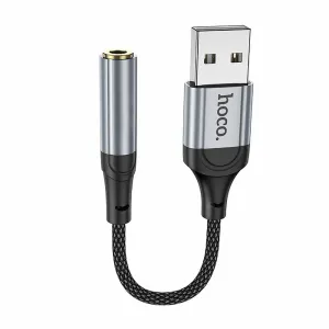 HOCO AUX adapter USB A (muški) na utičnicu 3,5 mm (ženski) LS36 0,12 m crni