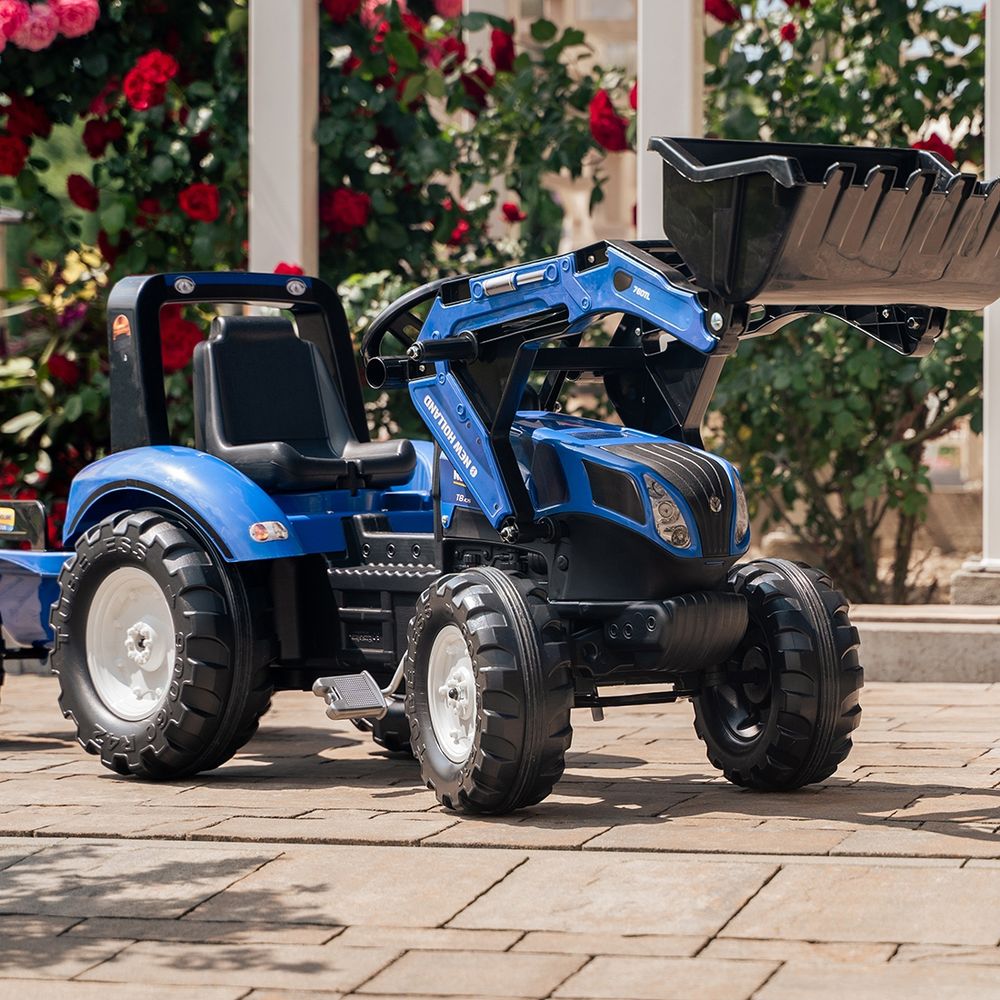 Falk traktor na pedale s prikolicom New Holland - plavi 3+ slika 3