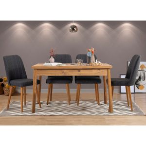 Santiago Atlantic Anthracite Set za Trpezariju (5 Komada) - Produživi Sto i Stolice