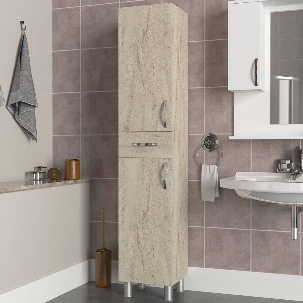 Selin 2 Doors 1 Drawer Travertine Bathroom Cabinet slika 1