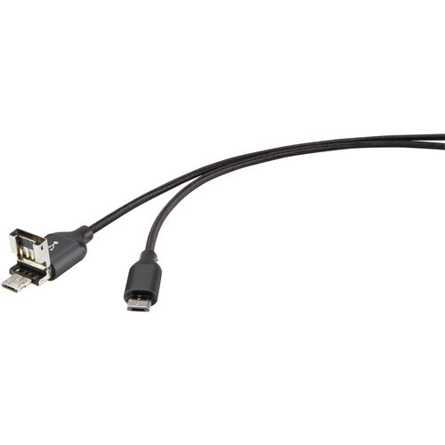 Renkforce USB kabel USB 2.0 USB-A utikač, USB-Micro-B utikač 1.00 m crna s otg funkcijom, pozlaćeni kontakti RF-4489587 slika 6