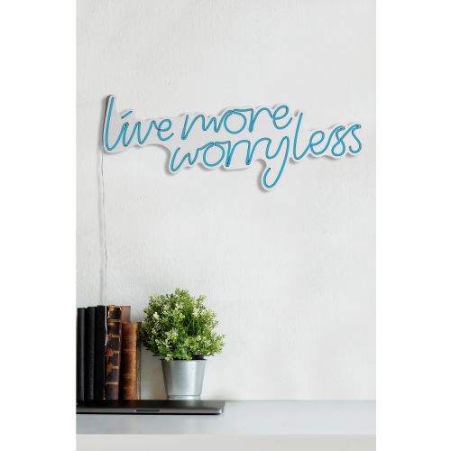 Wallity Ukrasna plastična LED rasvjeta, Live More Worry Less - Blue slika 4