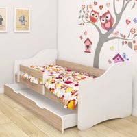 Dječji krevet ACMA III bez motiva, bočna sonoma + ladica 180x80 cm