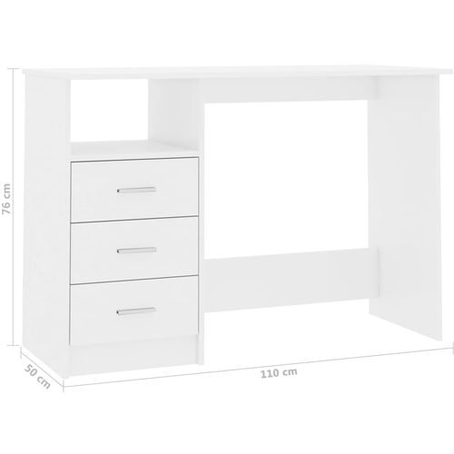 Radni stol s ladicama visoki sjaj bijeli 110x50x76 cm iverica slika 12