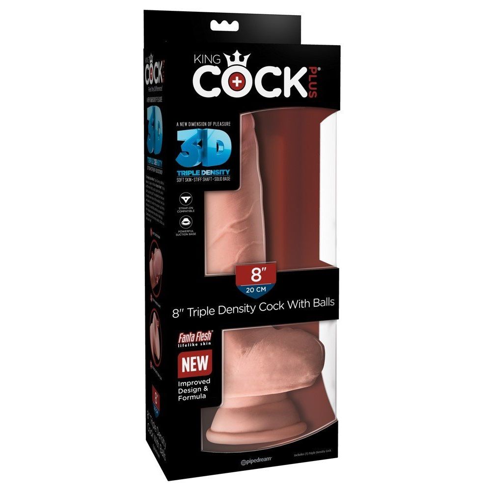Triple Density 3D dildo s vakuumom 24,1 cm King Cock slika 1