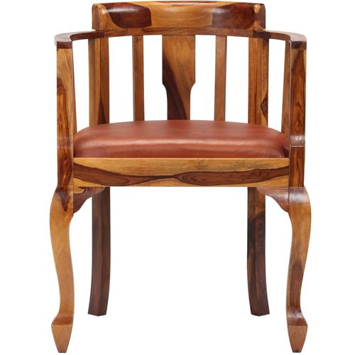 Blagovaonske stolice od prave kože i masivnog drva šišama 2 kom slika 12
