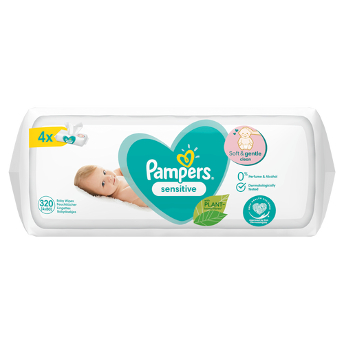 Pampers vlažne maramice Sensitive 4 x 80 komada slika 4