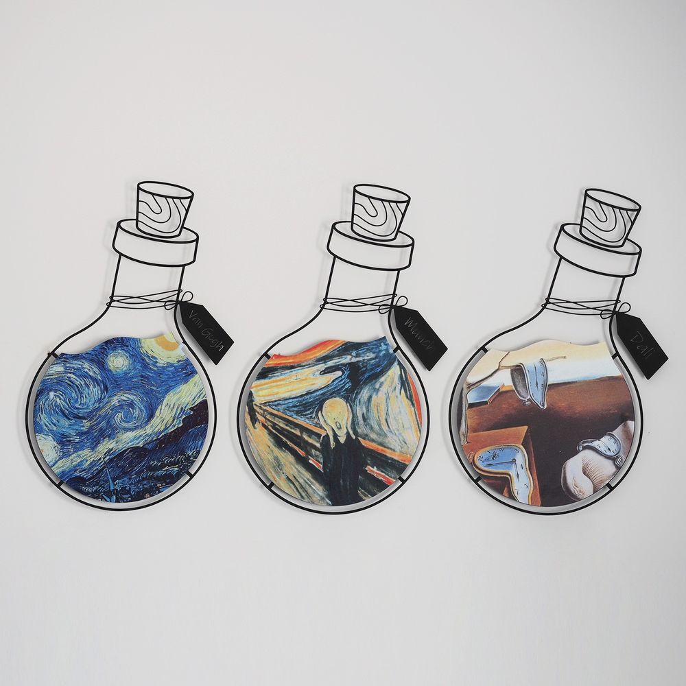 Art Potion Set od 3 Metalne Dekoracije za Zid - APT710 Višebojni Ukrasni Metalni Zidni Dodatak slika 4
