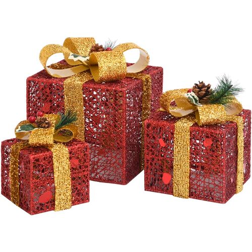 Ukrasne božićne kutije za poklone 3 kom crvene slika 4