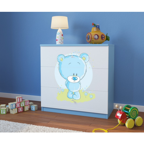 Dječja komoda - plavi medvjed - plava slika 1