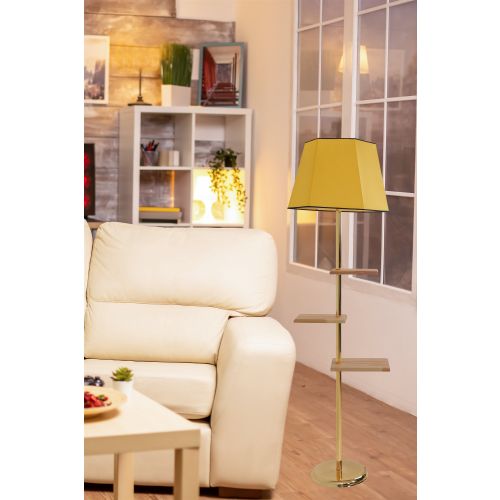 Moda Gold Lambader Prizma Hardal Abajurlu Gold Floor Lamp slika 1