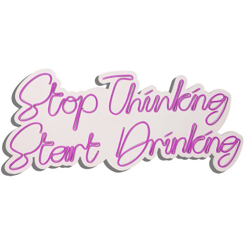 Wallity Stop Thinking Start Drinking - Pink Pink Dekorativna Plastična LED Rasveta slika 4