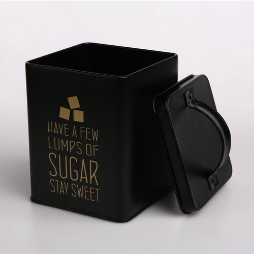 Altom Design kvadratna kutija crna, zlatni natpis Sugar 11X11X14 cm - 0204018331 slika 6