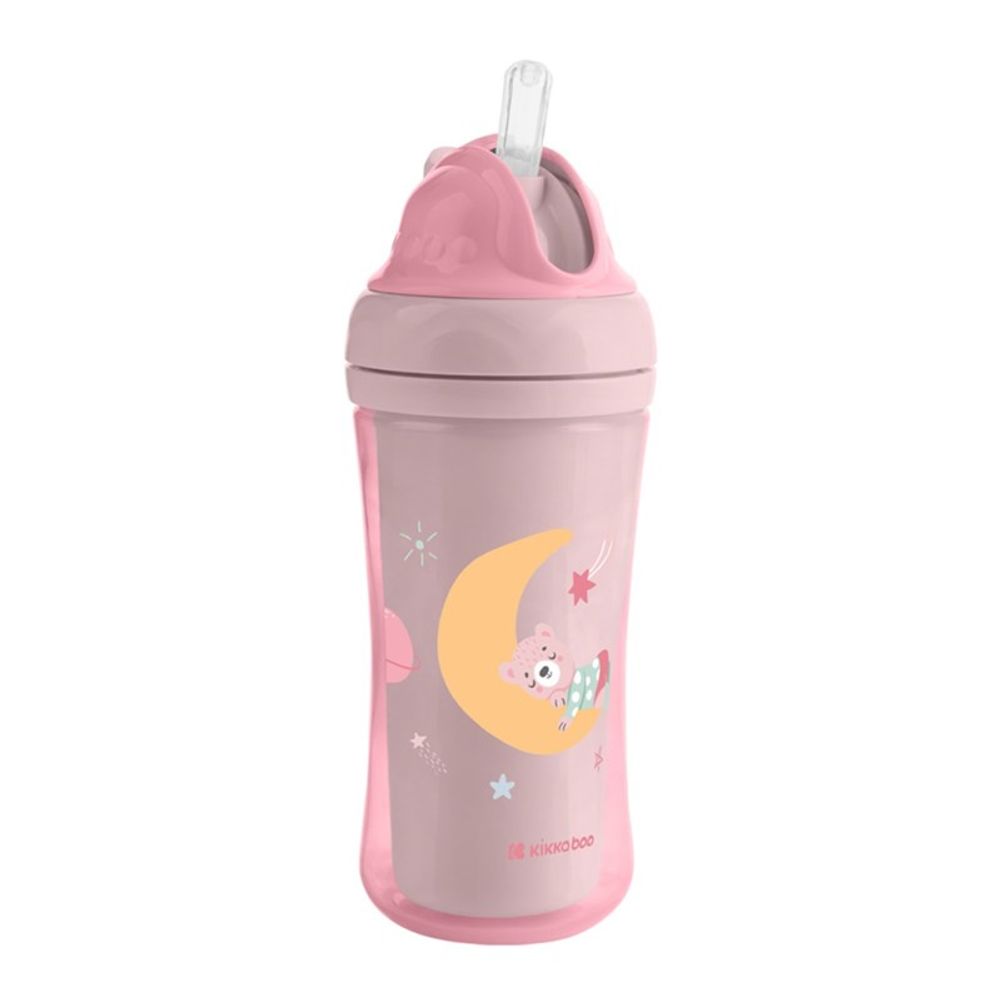 Kikka Boo Čaša sa silikonskom slamkom Moony Me 220ml, Pink slika 1