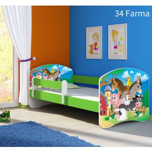 Dječji krevet ACMA s motivom, bočna zelena 160x80 cm - 34 Farm