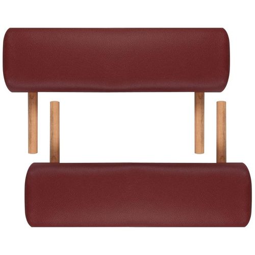 Sklopivi stol za masažu s drvenim okvirom dvodijelni crveni slika 3