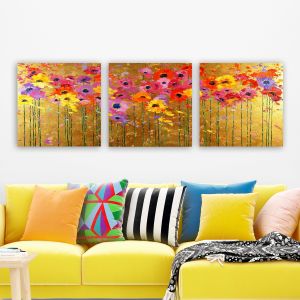 PMDR73 Multicolor Decorative Canvas Painting (3 Pieces)