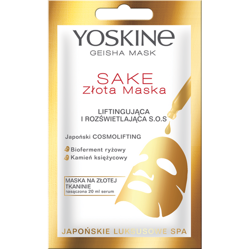 Yoskine Geisha Sake zlatna maska za lice slika 1