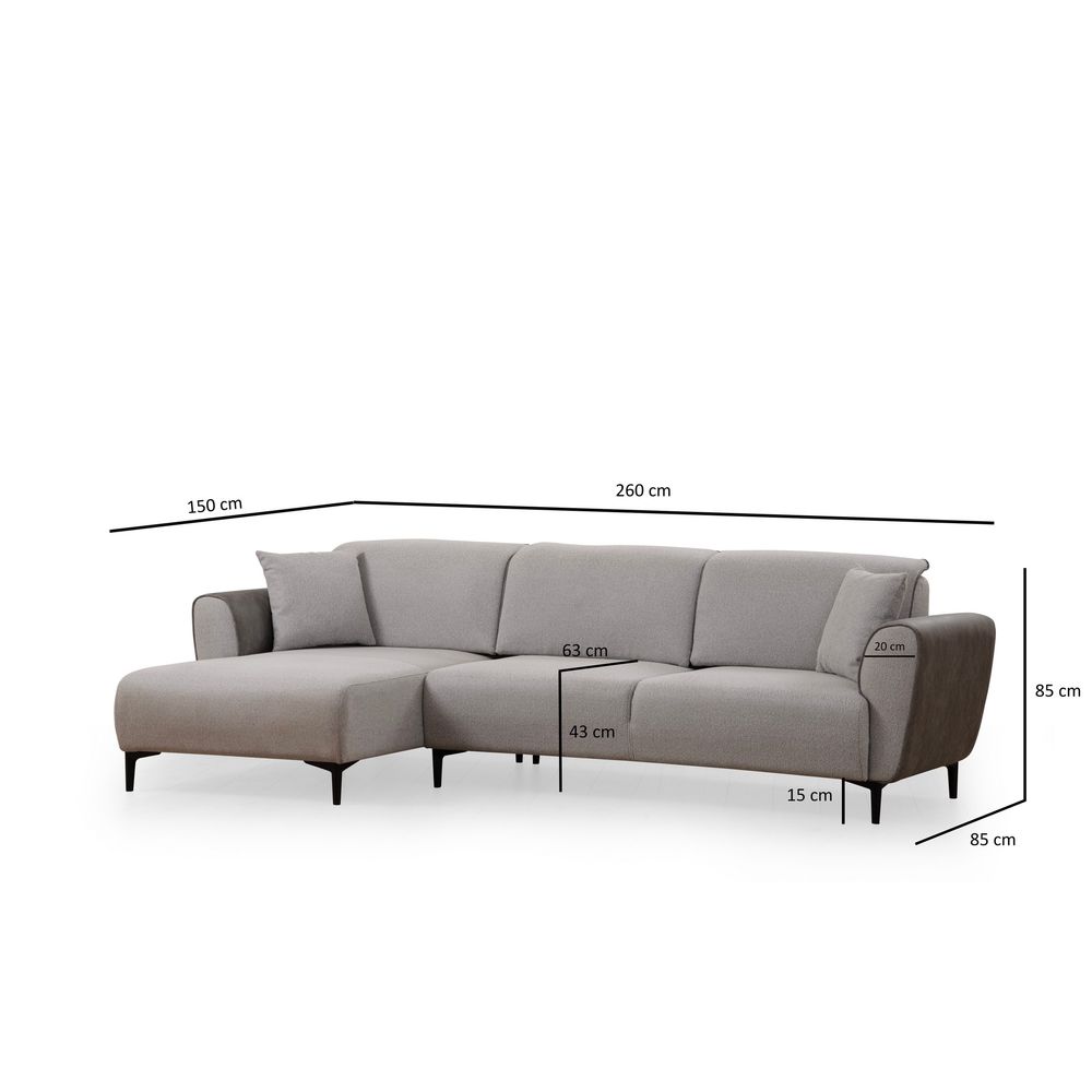Ugaona Sofa na Razvlačenje Aren Left - Siva slika 10
